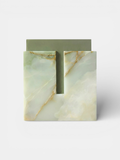 MARBERA Gabi luxury green onyx stool - Italian crafted marble furniture with natural stone veining patterns