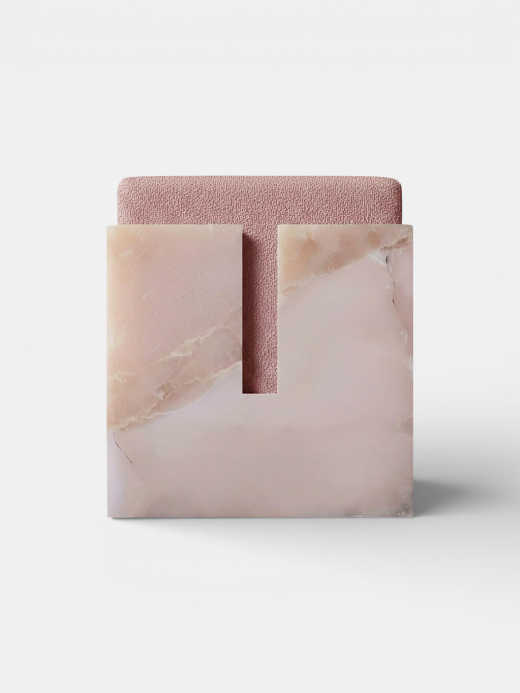 MARBERA Gabi pink onyx stool - luxury Italian marble furniture with rose-colored natural stone veining