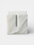 MARBERA Gabi white onyx stool front view - Italian luxury marble furniture with pristine white stone finish