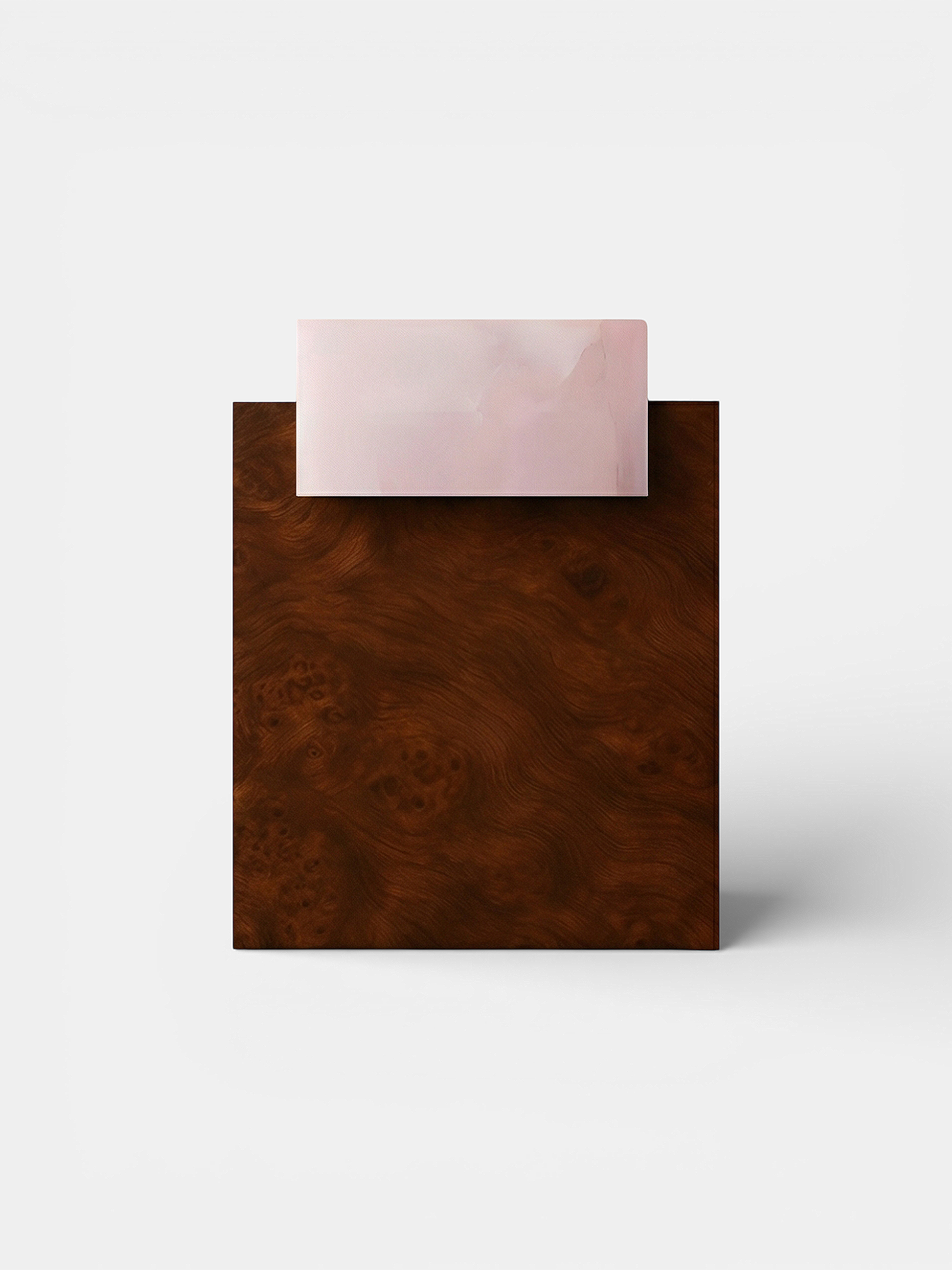 MARBERA Gaia burl wood and pink onyx table - Italian luxury furniture with rose-colored marble accents