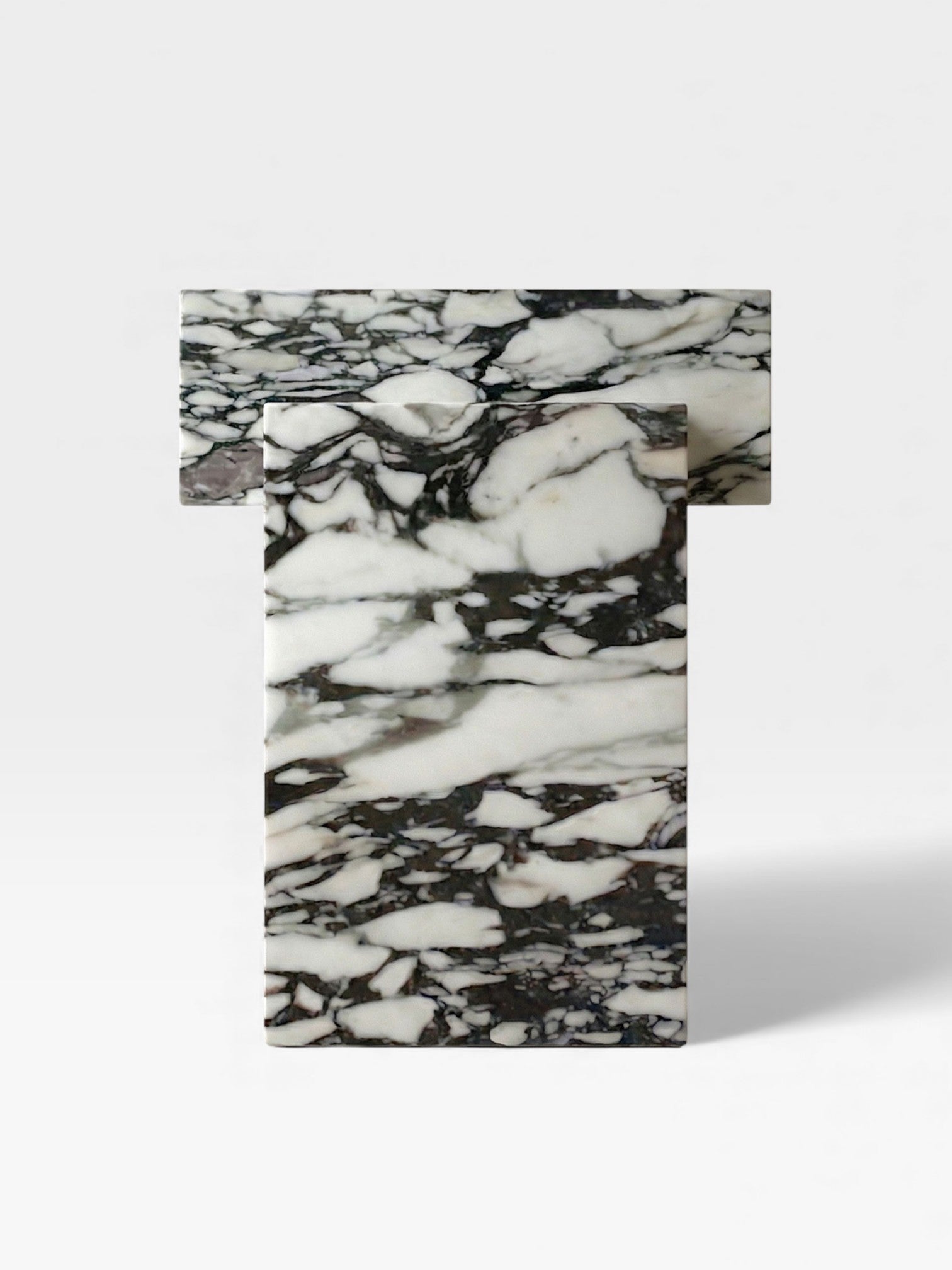 MARBERA Gaia Calacatta Viola marble profile view - Italian luxury table with distinctive purple marble veins