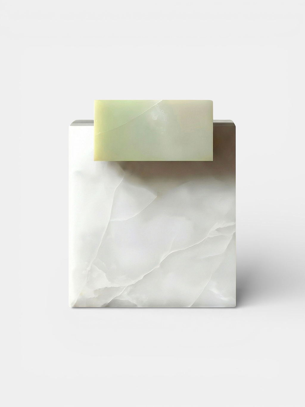 Striking white and green onyx marble table with contrasting veining - luxury Italian furniture by MARBERA