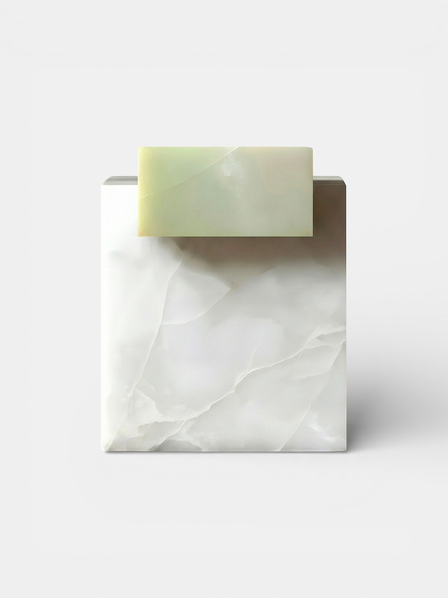 Striking white and green onyx marble table with contrasting veining - luxury Italian furniture by MARBERA