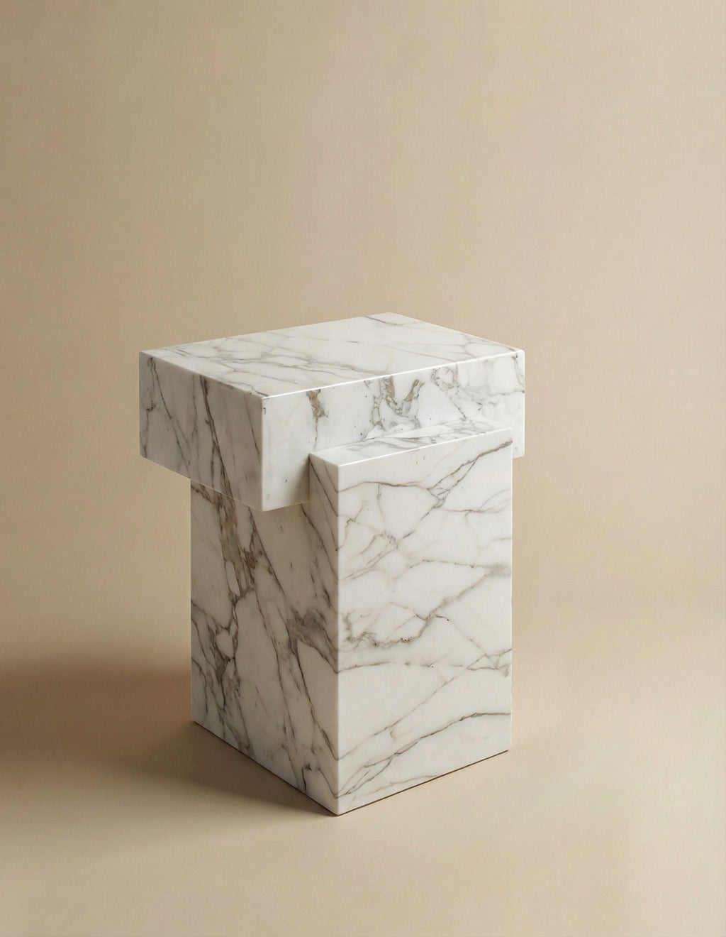 Top view of Venato marble table highlighting natural veining patterns and smooth polished surface finish