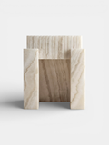 Gina ivory onyx luxury stool Italian marble furniture contemporary minimalist design front view