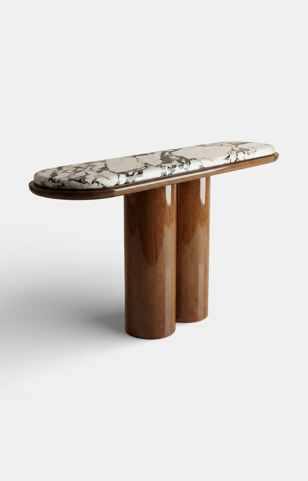 Luxury Ida console wood Calacatta Viola - Italian marble furniture with distinctive purple patterns