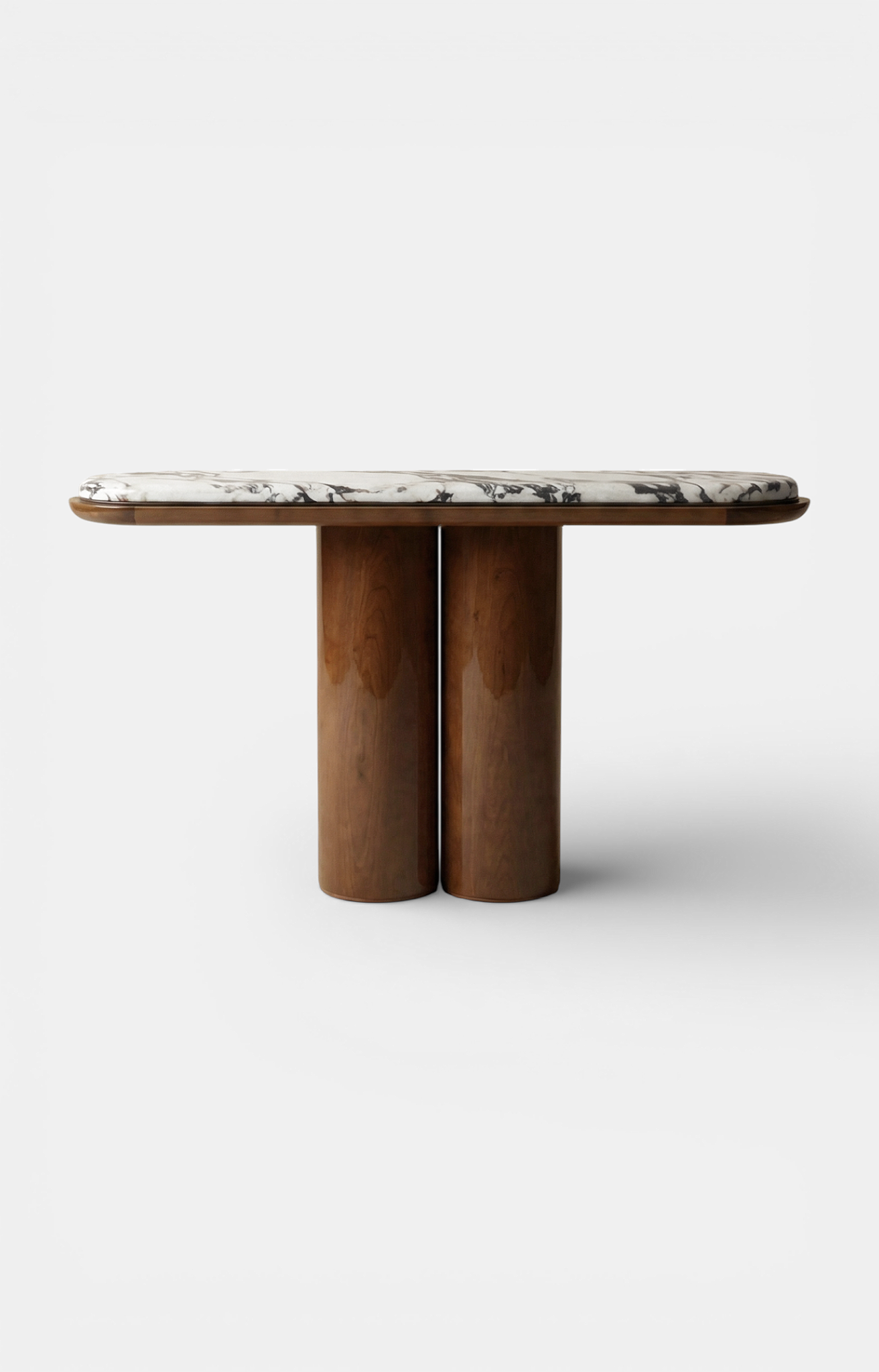 Ida wood and Calacatta Viola marble console - Italian luxury furniture with purple marble veining