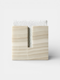 MARBERA Gabi ivory onyx stool front view - luxury Italian marble furniture with creamy white stone finish