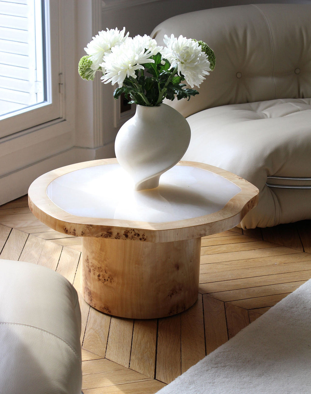 Joan Solo wood table MARBERA - Italian luxury wooden furniture individual piece side angle view