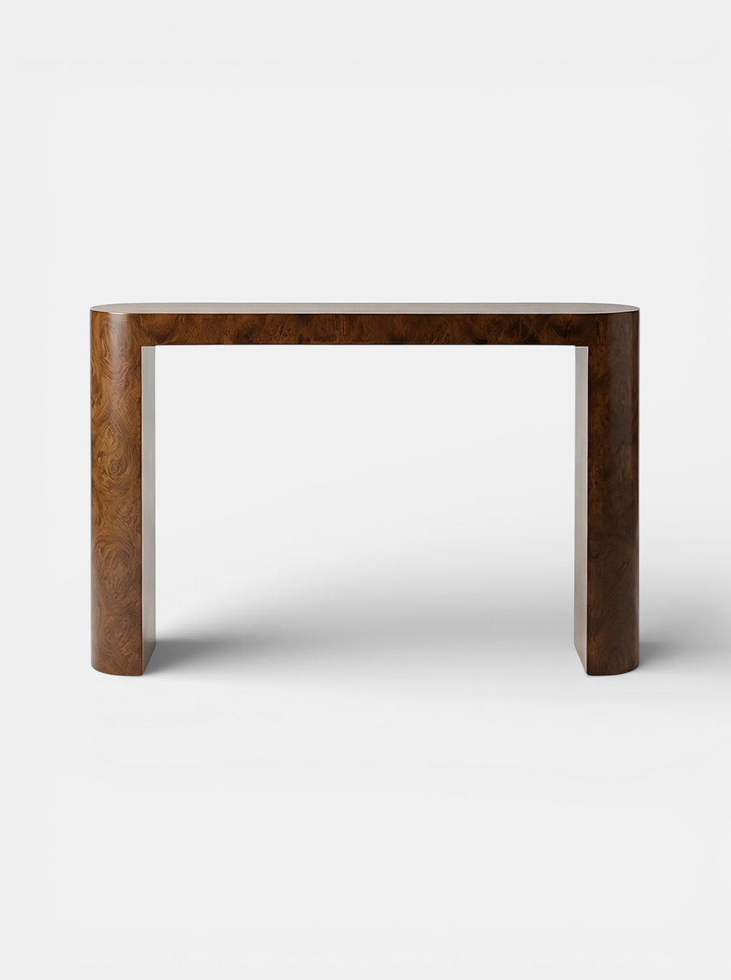 Luna burl wood console front view - natural wood grain Italian luxury furniture by MARBERA