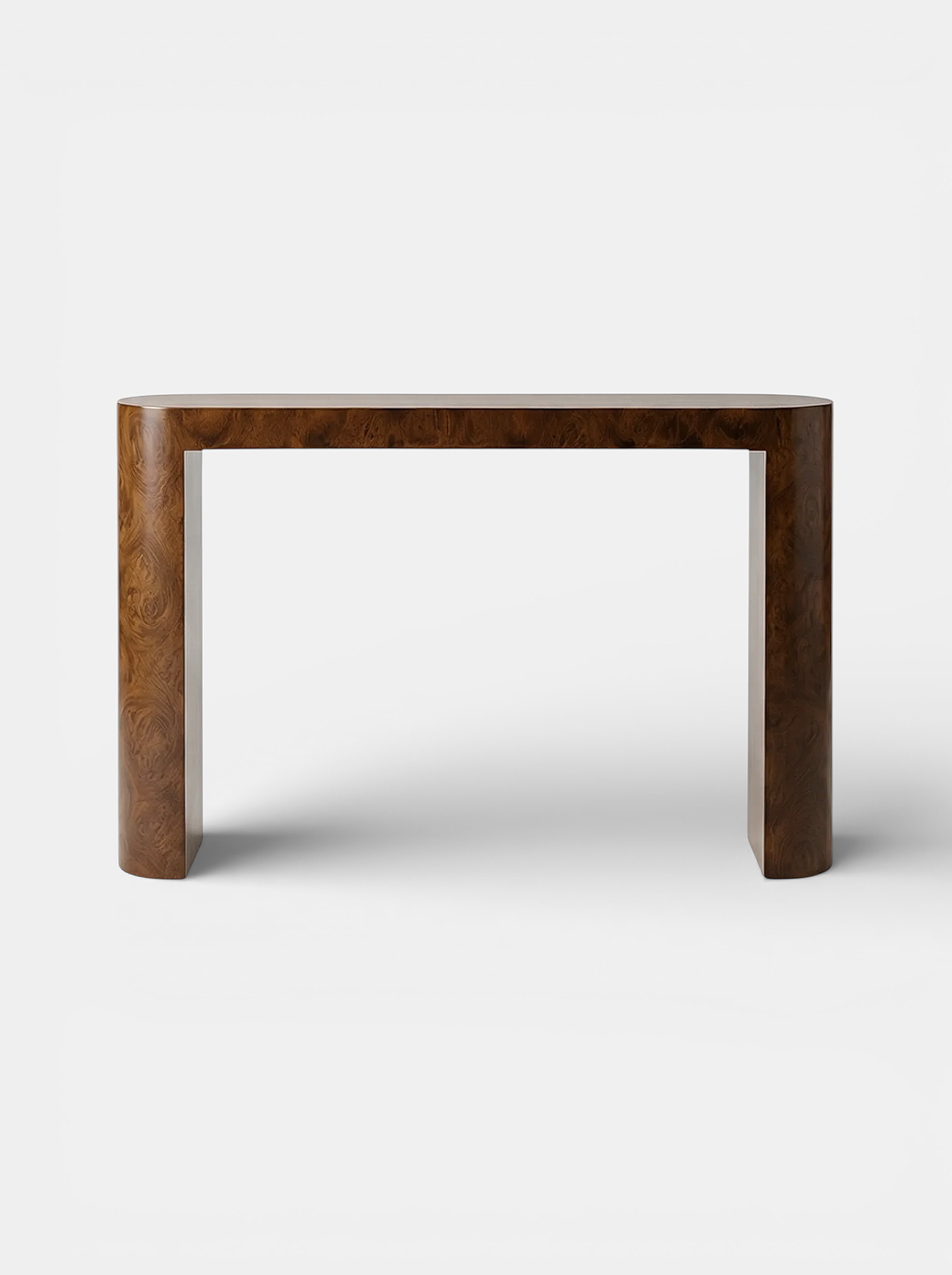 Luna burl wood console front view - natural wood grain Italian luxury furniture by MARBERA