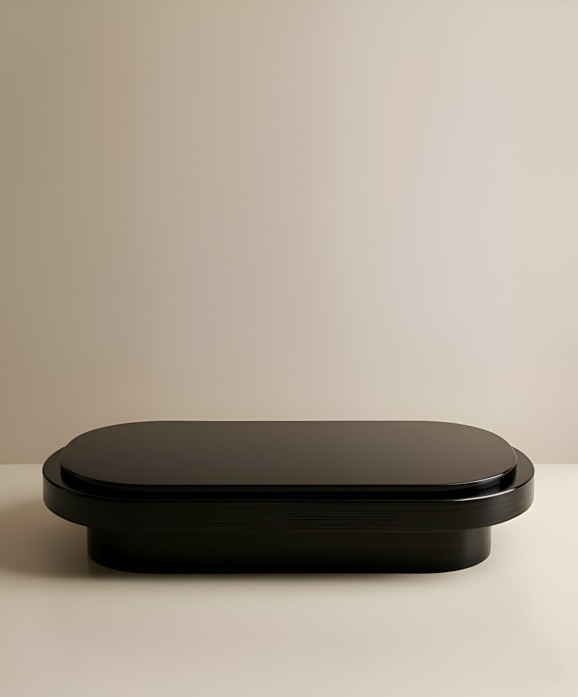 Mirage black wood coffee table lifestyle view in modern interior setting