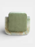 Green onyx Oggi stool modern design - Italian luxury marble seating with geometric angular form