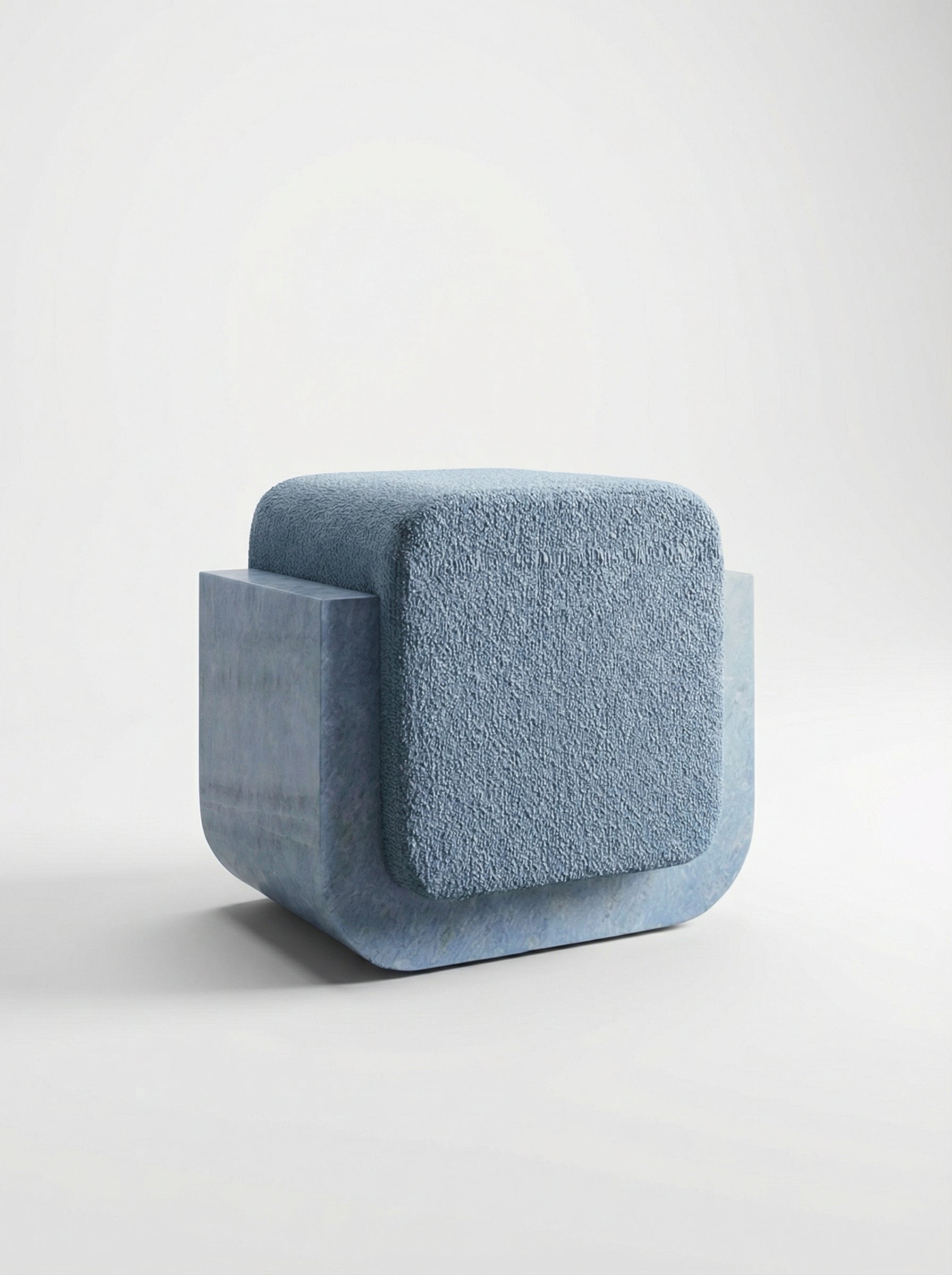 Blue marble Oggi stool back view - Italian crafted luxury furniture with natural stone veining