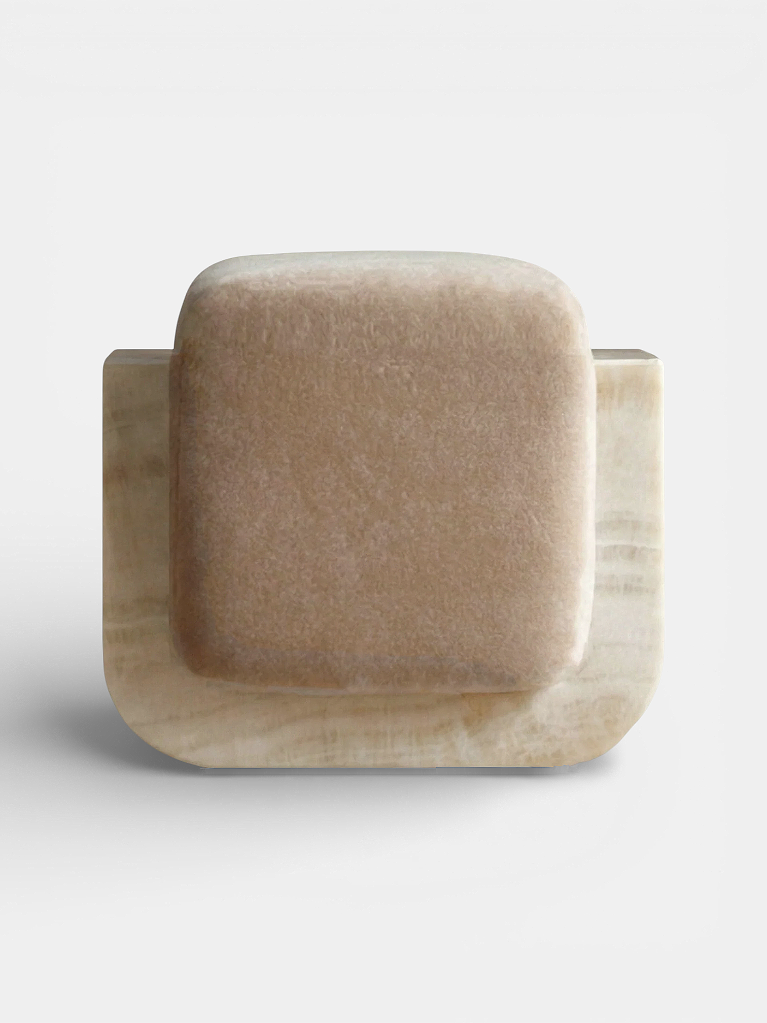 Luxury ivory onyx mohair Oggy stool by MARBERA - Italian crafted marble furniture with plush upholstery