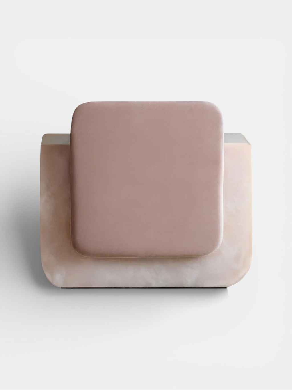 Sophisticated pink onyx velvet Oggi stool - luxury Italian marble seating contemporary design