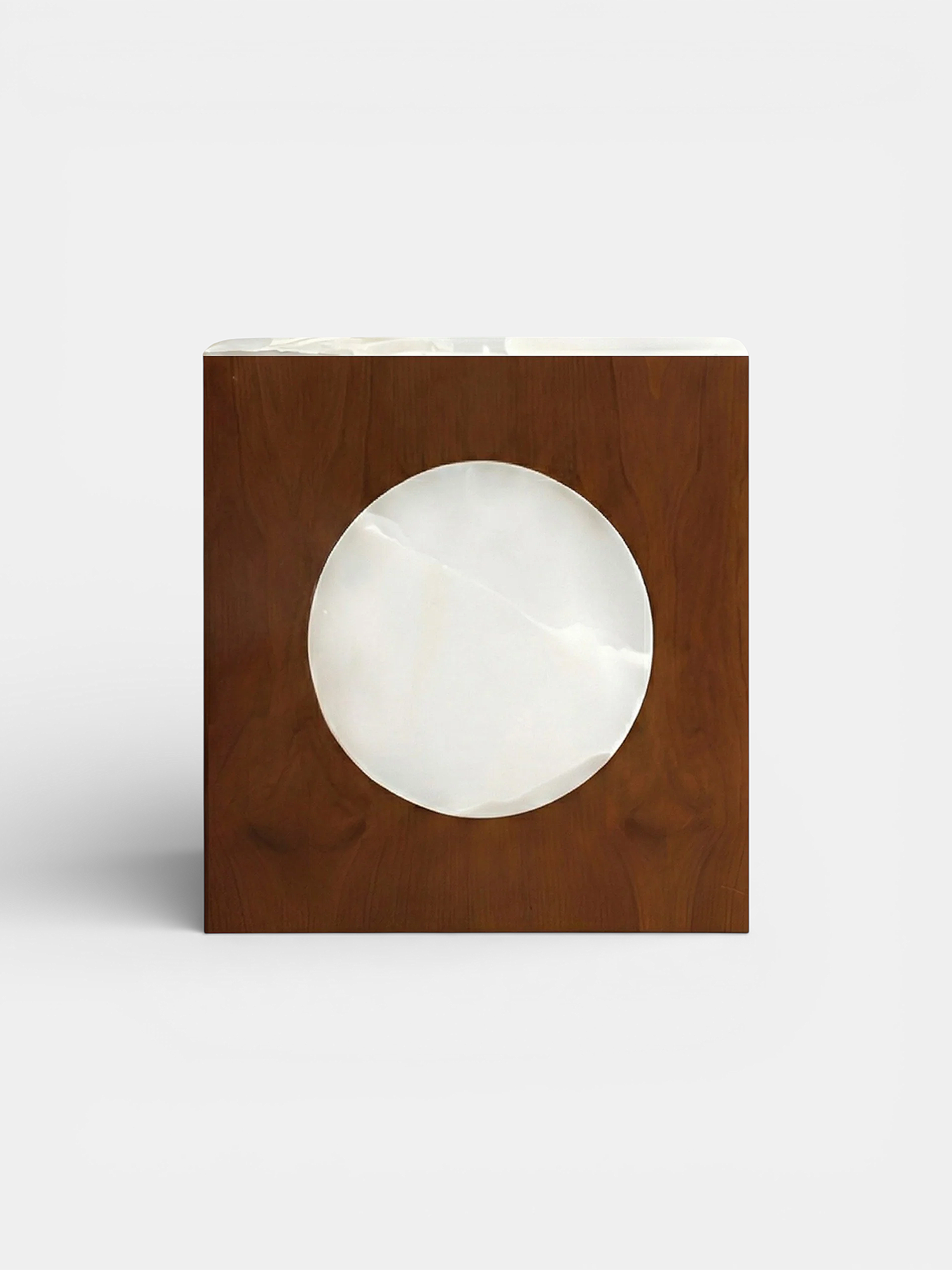 Rino luxury table with walnut wood and onyx marble combination - premium Italian furniture craftsmanship