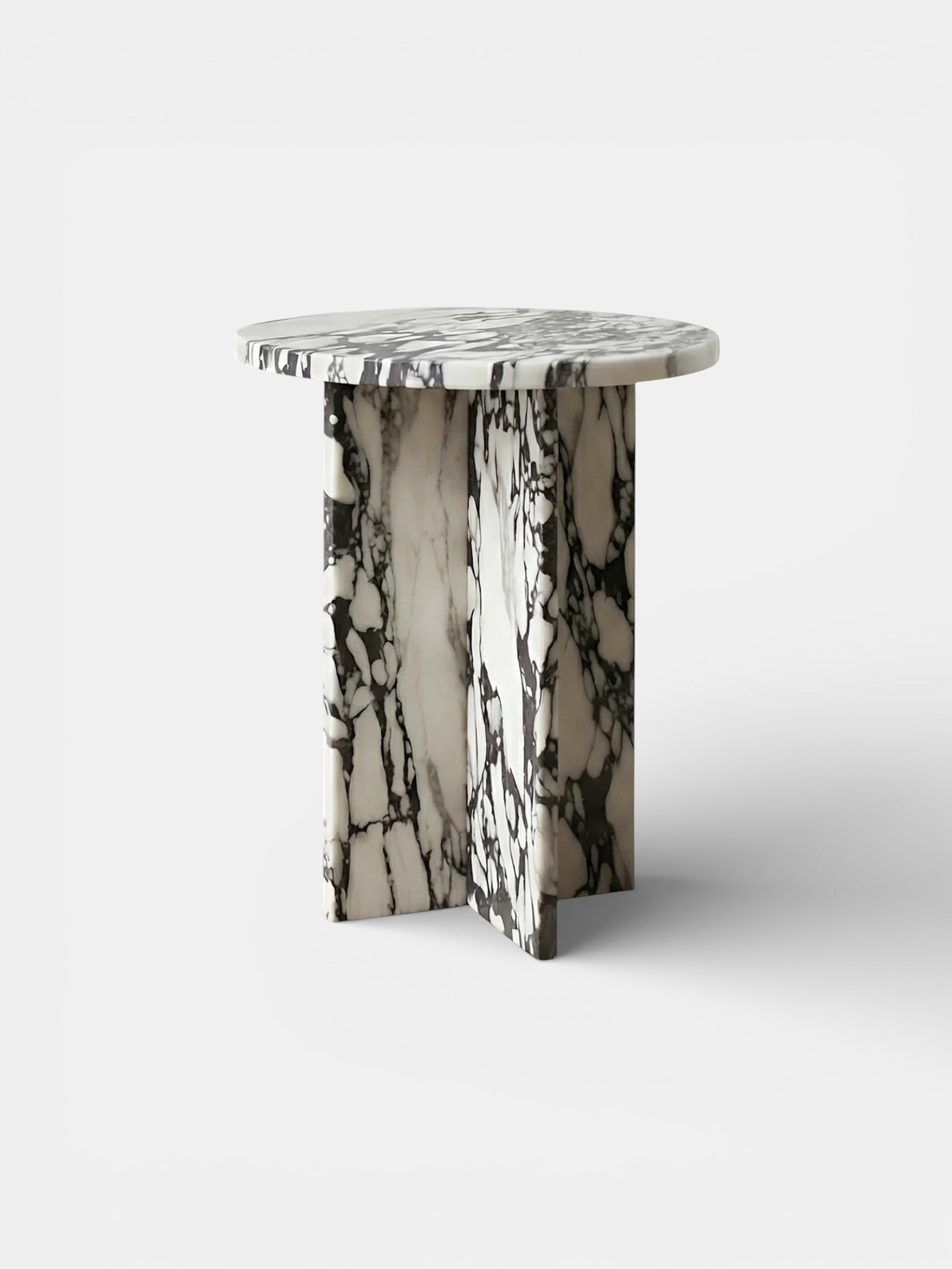 Rosie luxury side table in Calacatta Viola marble - premium Italian crafted furniture with natural veining