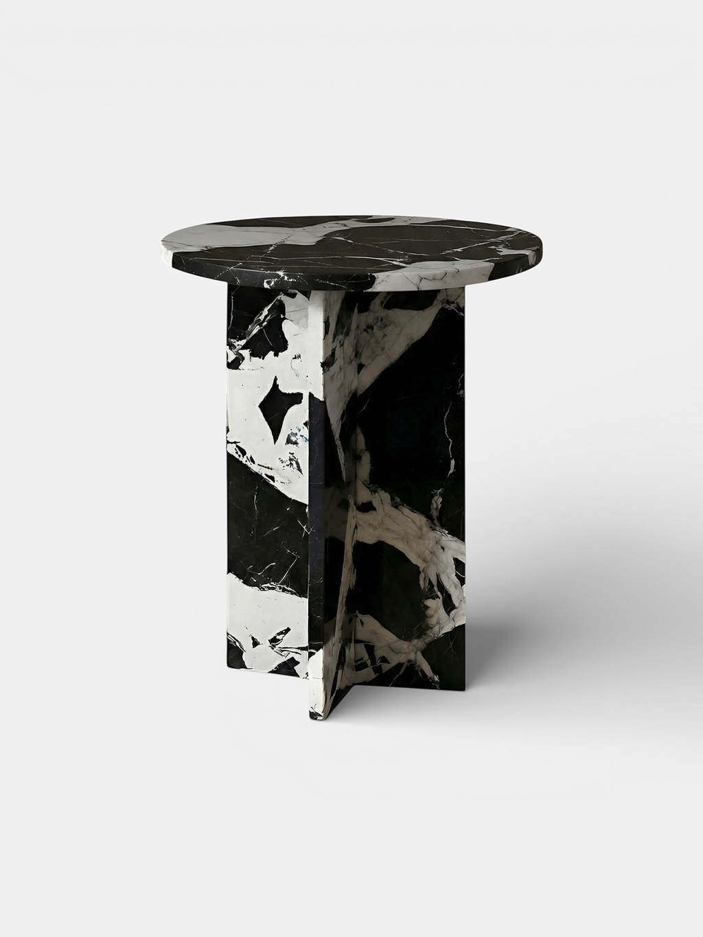 Luxury Rosie side table in Grand Antique marble with dramatic black veining - Italian craftsmanship by MARBERA