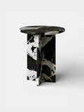 Luxury Rosie side table in Grand Antique marble with dramatic black veining - Italian craftsmanship by MARBERA