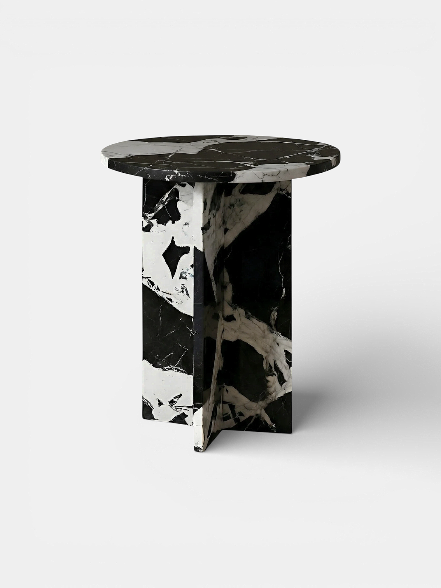 Luxury Rosie side table in Grand Antique marble with dramatic black veining - Italian craftsmanship by MARBERA