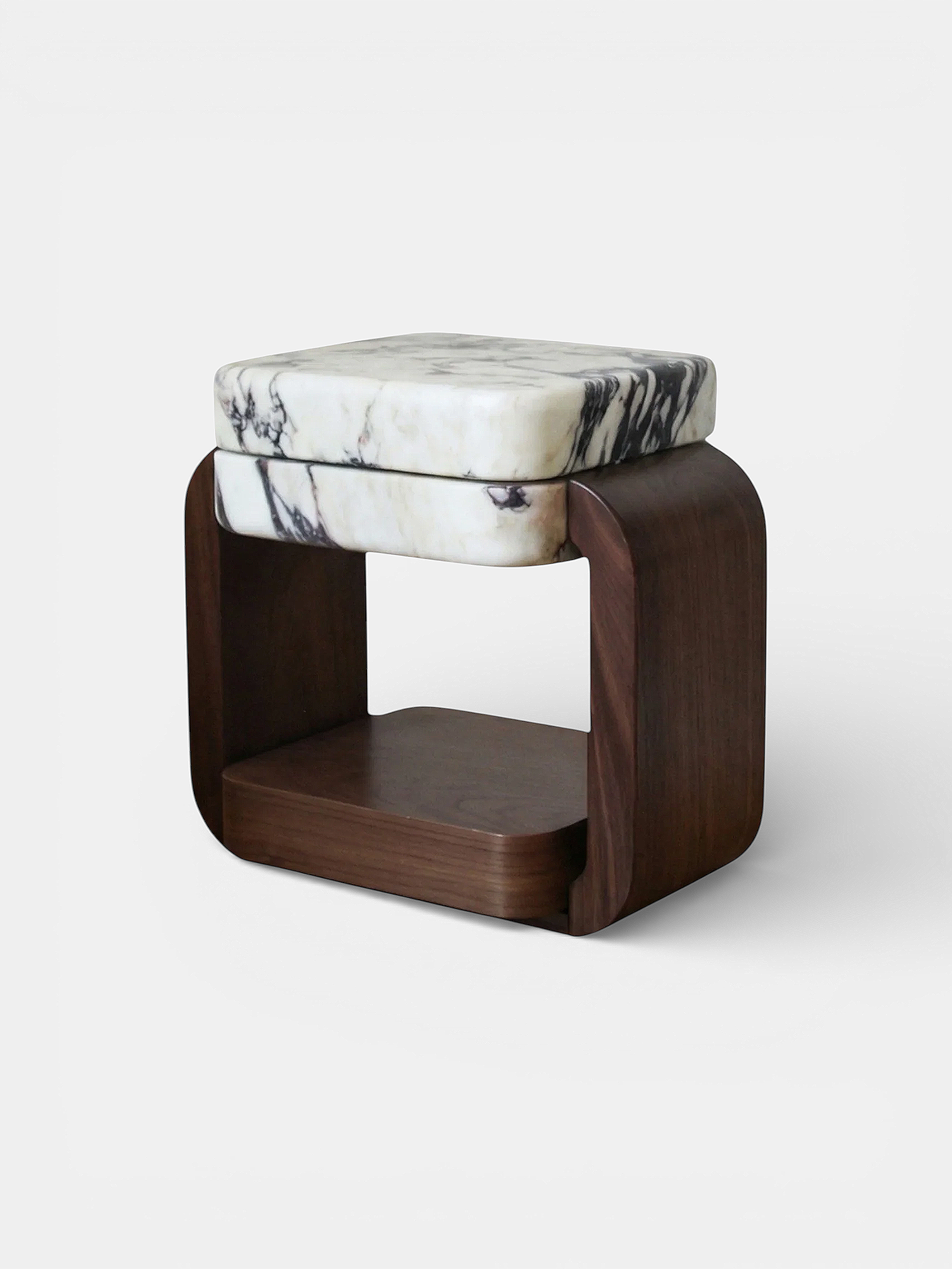 Tori luxury marble dining table with sculptural base - Italian crafted white marble furniture front view