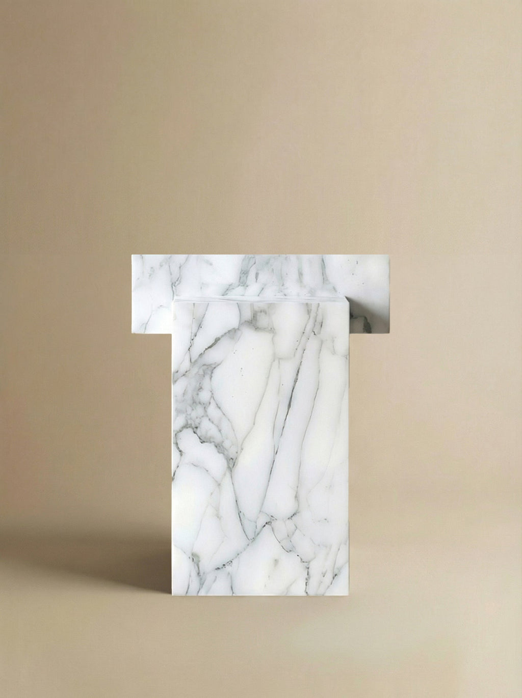 Side profile of Venato marble coffee table showcasing elegant curves and Italian craftsmanship quality