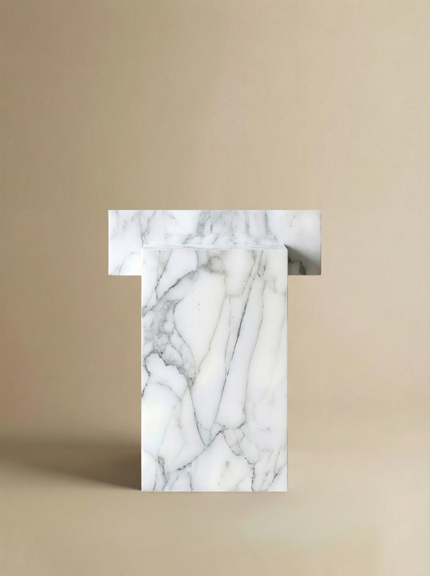 Side profile of Venato marble coffee table showcasing elegant curves and Italian craftsmanship quality