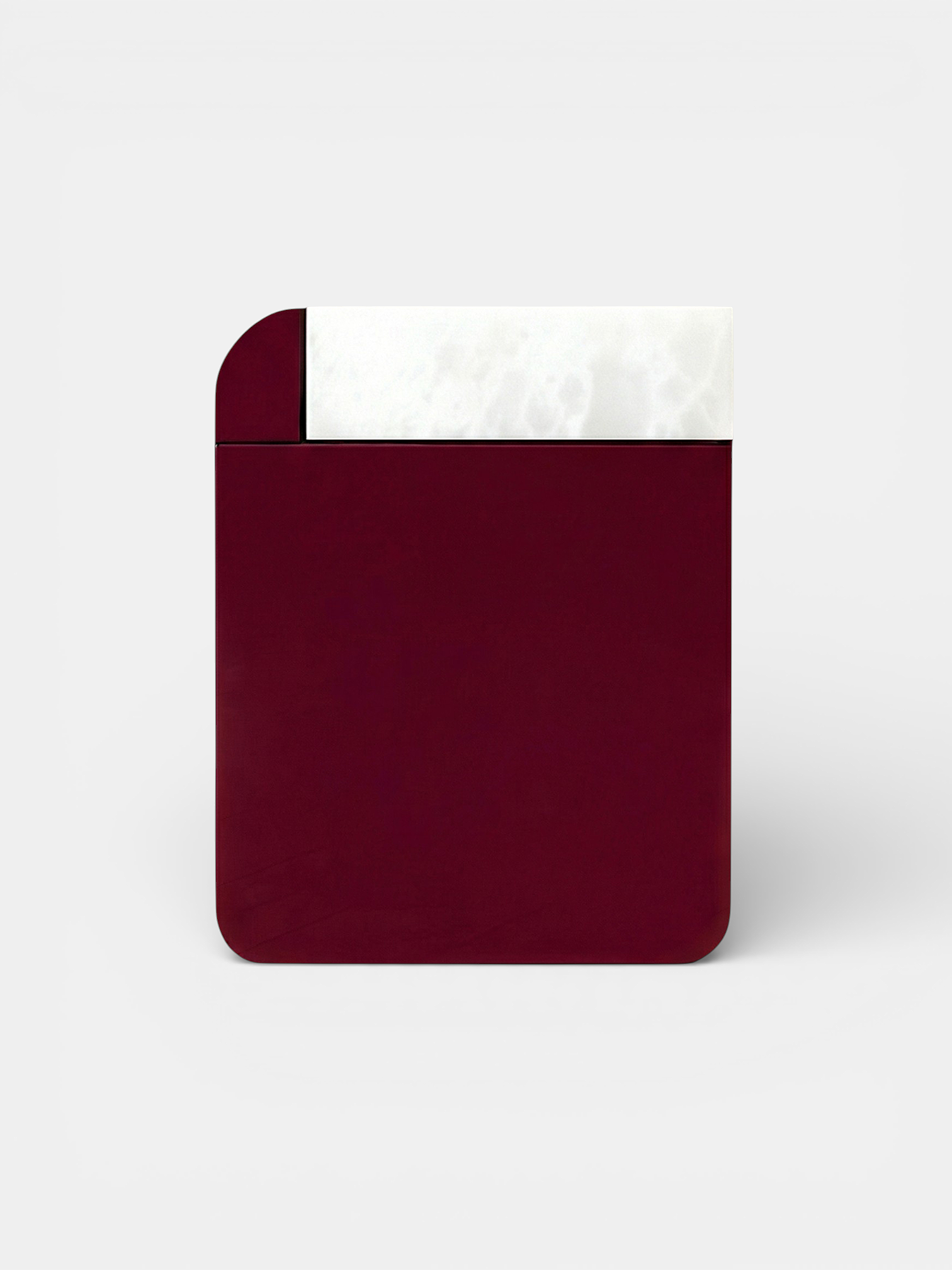 Luxury Italian marble Amo Bordeaux storage table with white onyx accents - MARBERA contemporary design