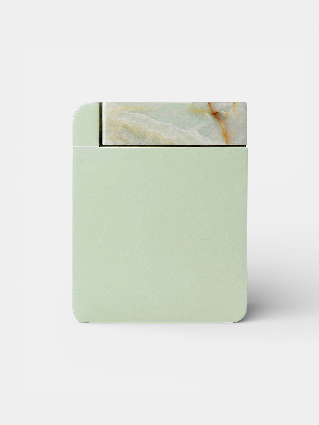 Luxury Italian Amo green onyx marble storage table - MARBERA contemporary handcrafted furniture design