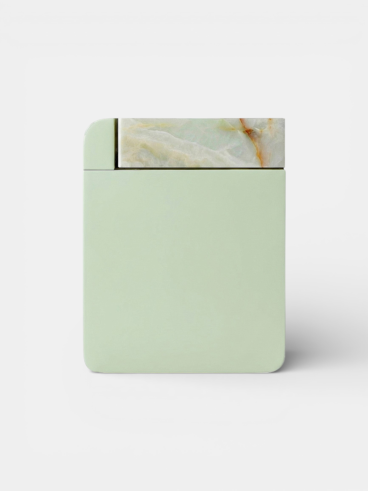 Luxury Italian Amo green onyx marble storage table - MARBERA contemporary handcrafted furniture design