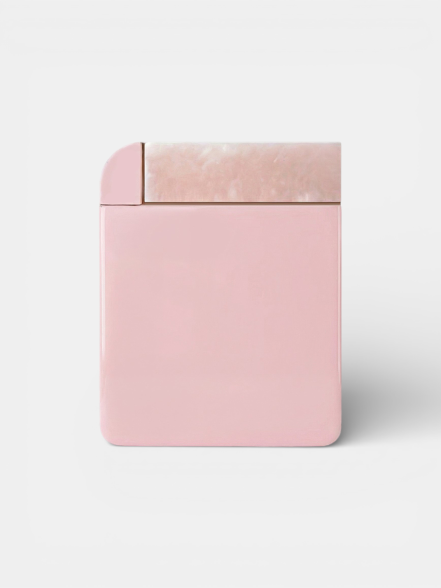 MARBERA Amo pink onyx marble storage table studio shot, Italian handcrafted contemporary design