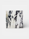 Calacatta Viola marble cube - Italian luxury furniture with distinctive purple veining front view