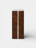 Modern Italian Como plinth combining dark brown wood with white onyx marble - MARBERA luxury design