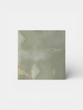 Green onyx cube minimalist design - Italian luxury marble decor piece by MARBERA front view