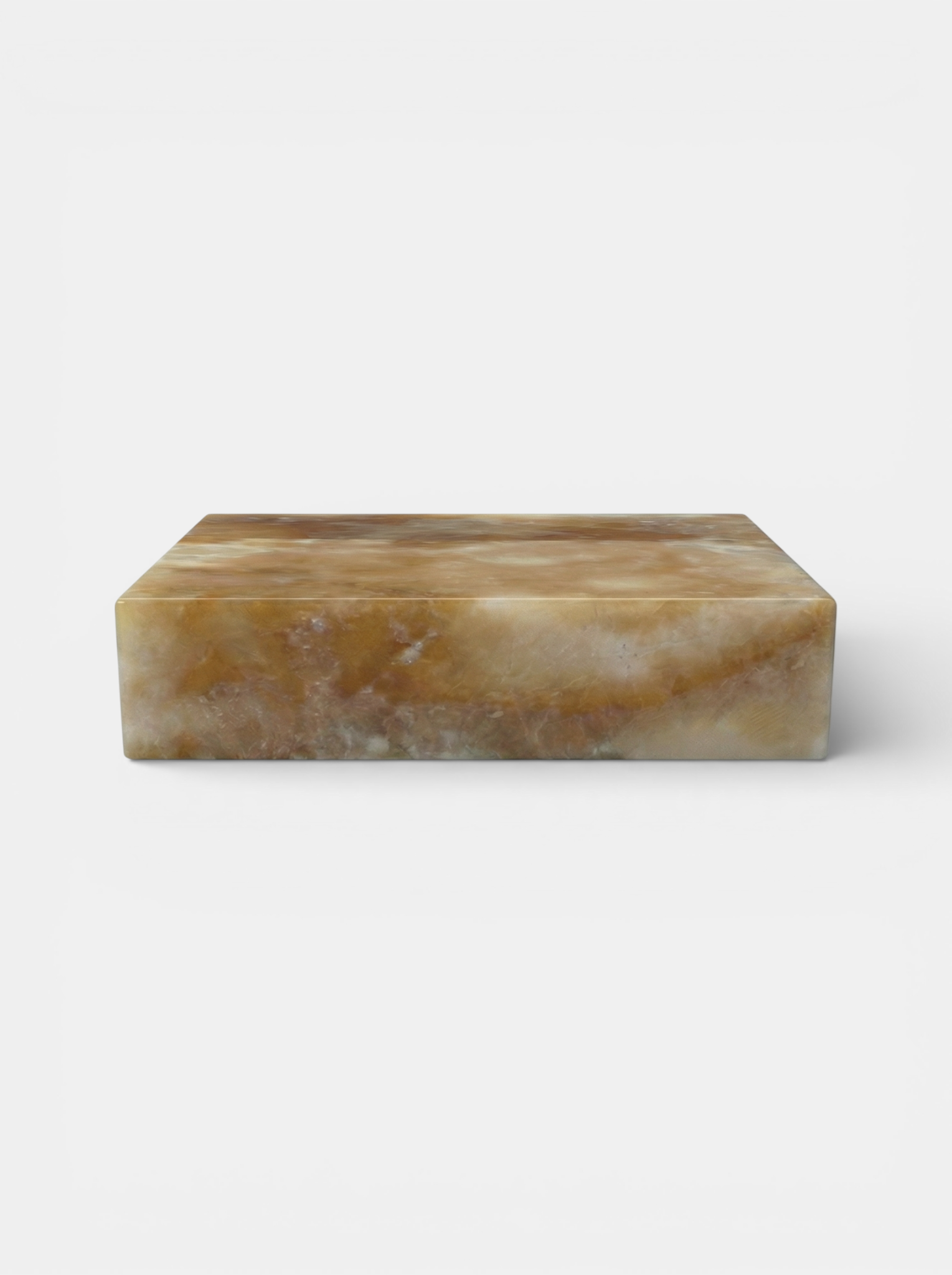 Honey onyx bubble gum coffee table top view - premium Italian marble with natural golden veining