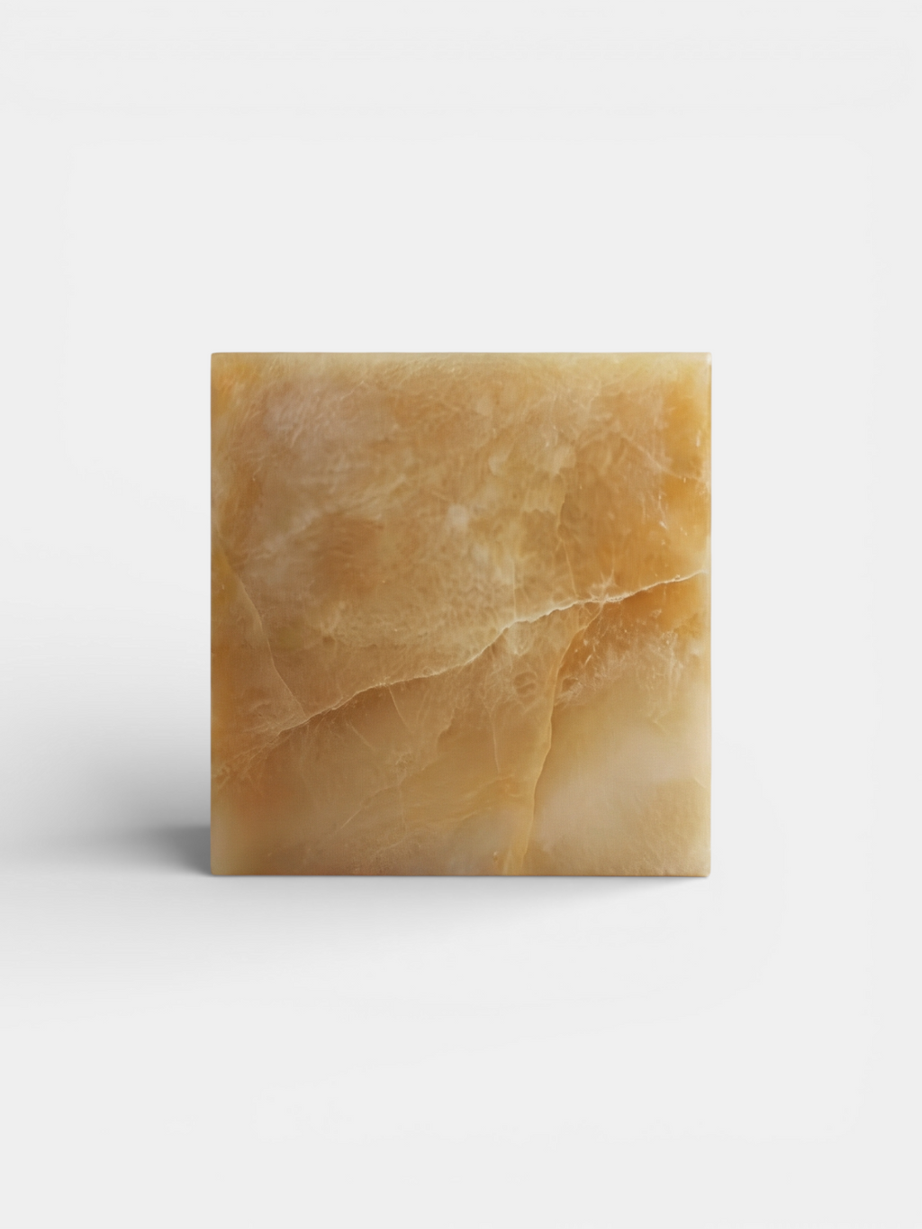 Honey onyx cube minimalist design - Italian luxury marble decor with warm golden tones
