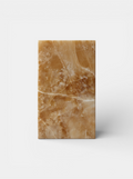 Honey onyx plinth display stand - Italian luxury marble pedestal with warm golden translucent veining