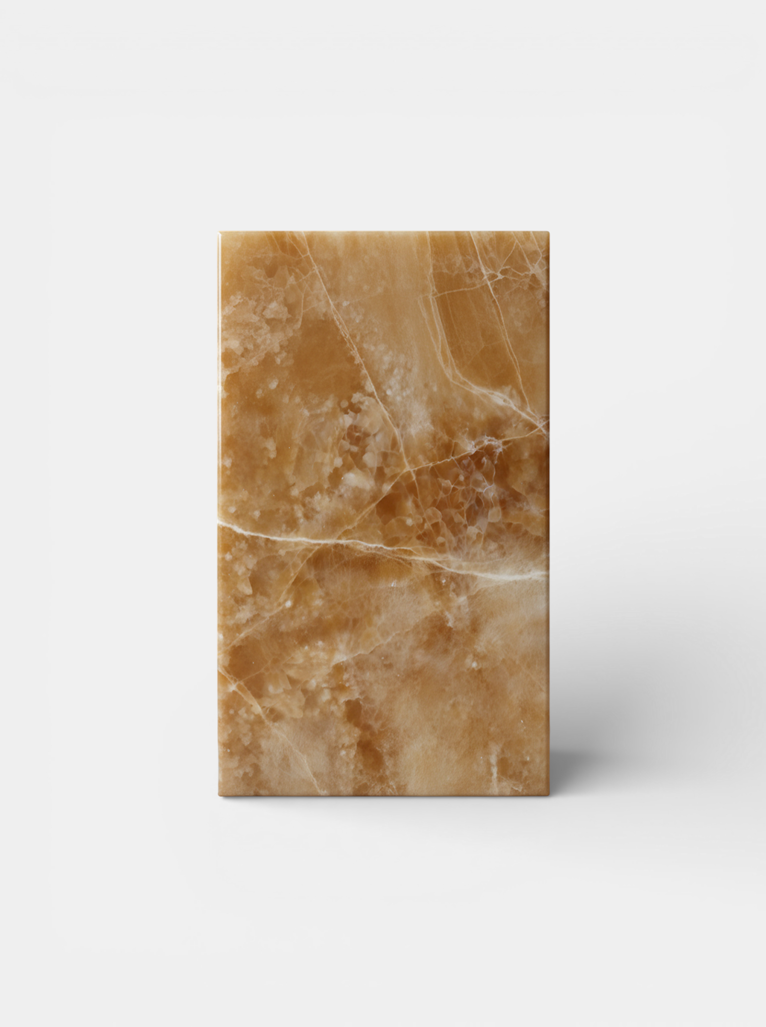 Honey onyx plinth display stand - Italian luxury marble pedestal with warm golden translucent veining