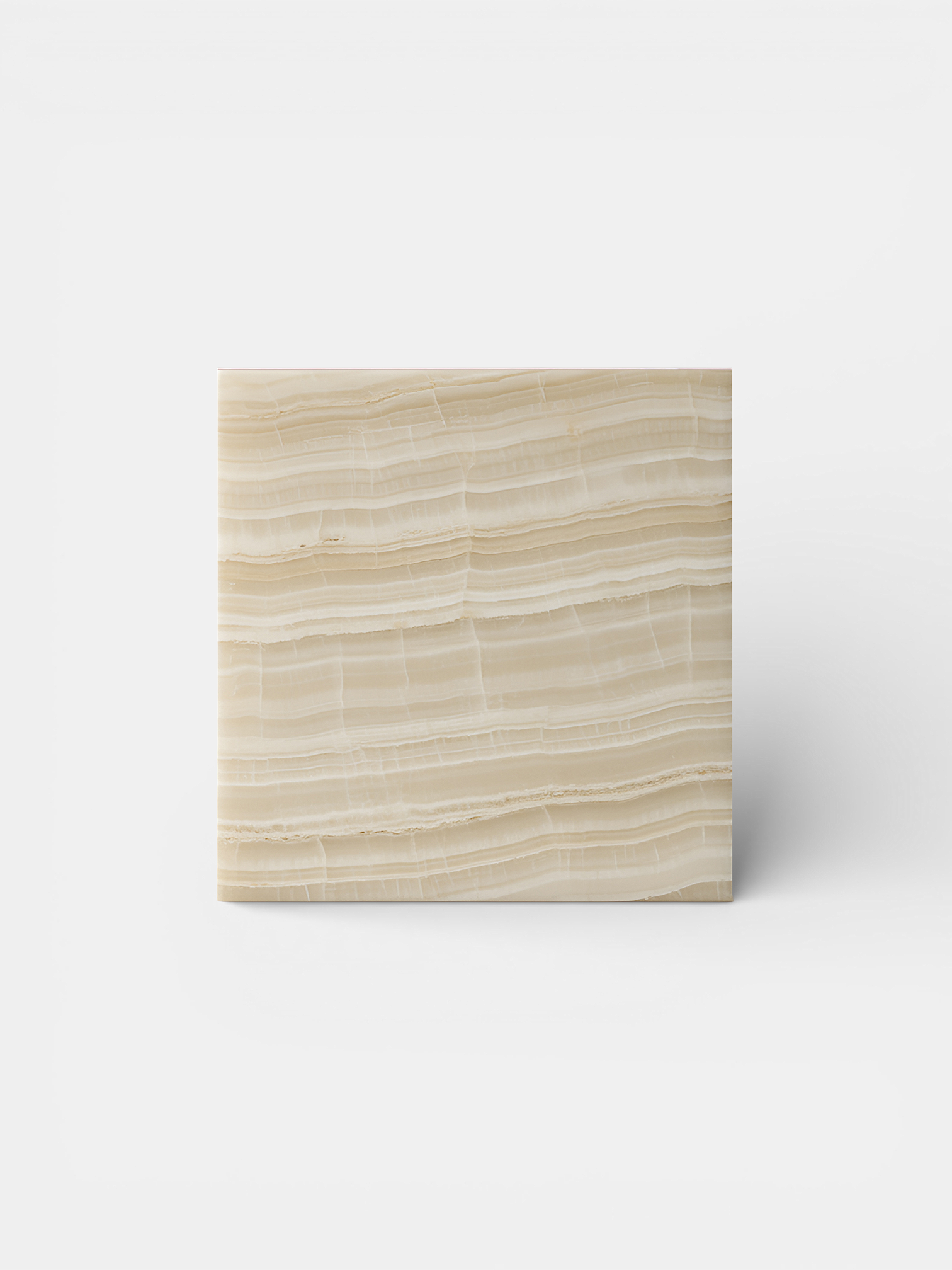 Ivory onyx cube - Italian luxury marble furniture with geometric design and cream stone finish
