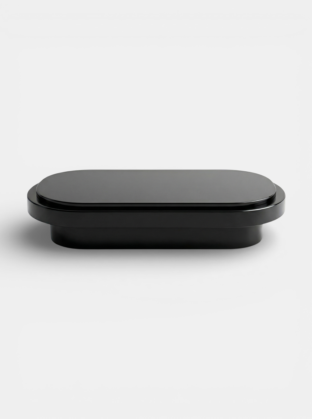 Mirage black lacquered wood coffee table back view, sleek Italian contemporary design