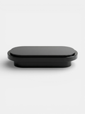 Mirage black lacquered wood coffee table back view, sleek Italian contemporary design