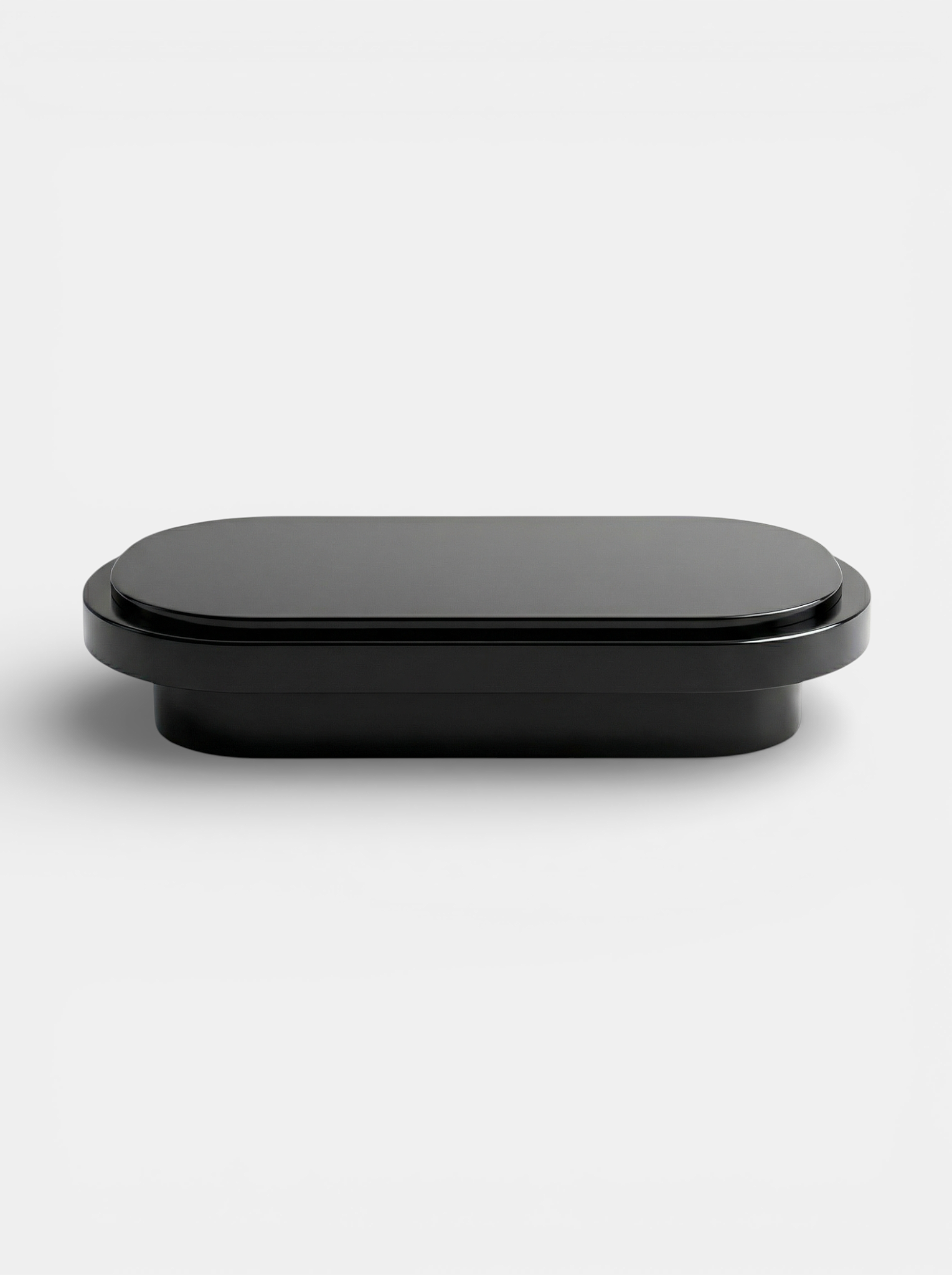 Mirage black lacquered wood coffee table back view, sleek Italian contemporary design