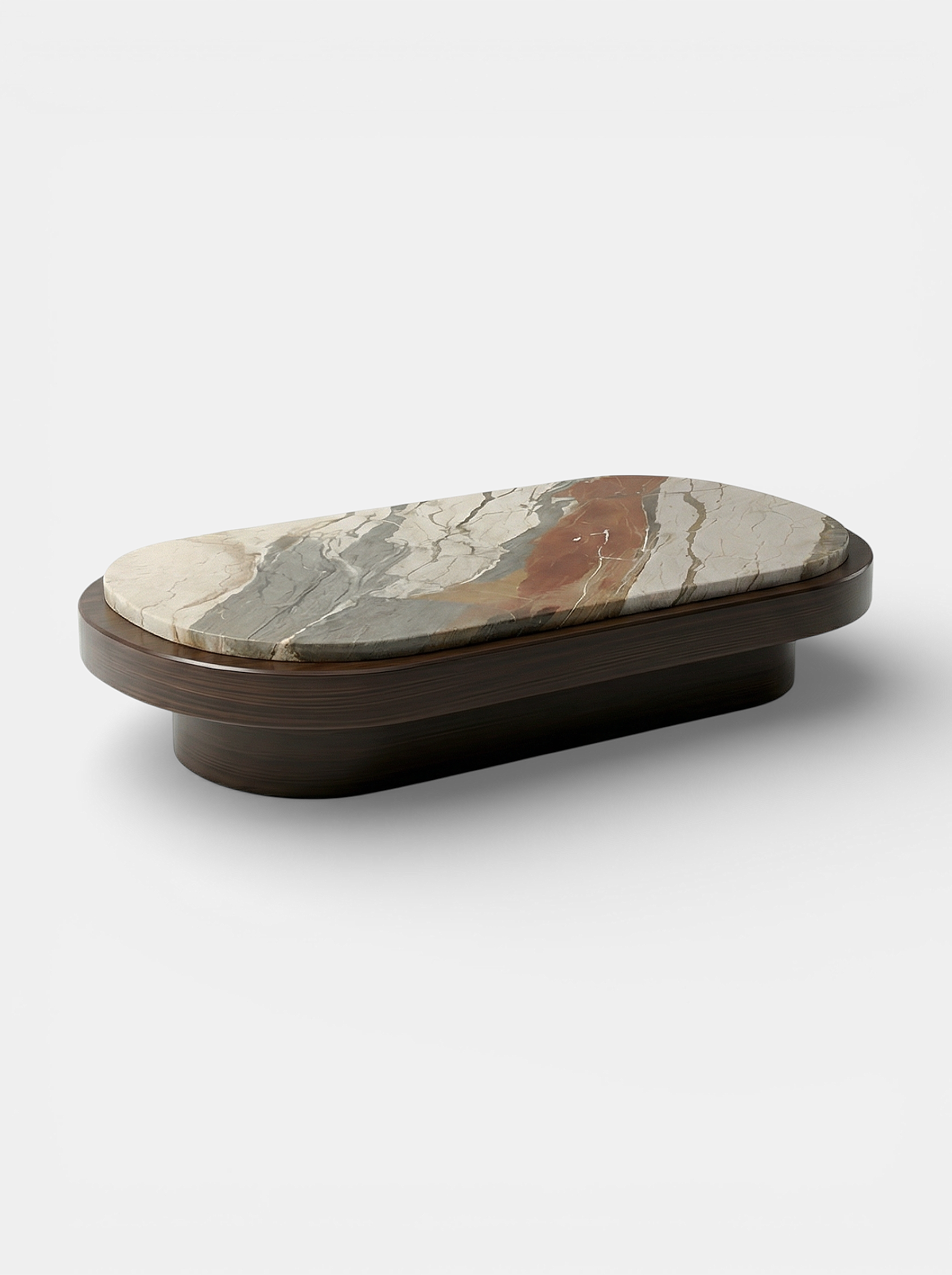 Breccia Fantastica marble Mirage table left view showing dramatic stone veining patterns