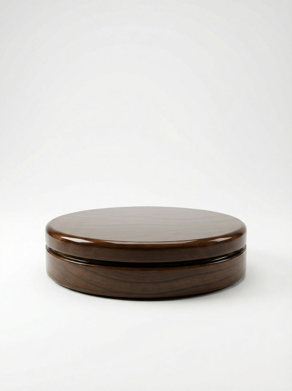 Front view of contemporary wooden coffee table with modern sculptural curves - Italian design