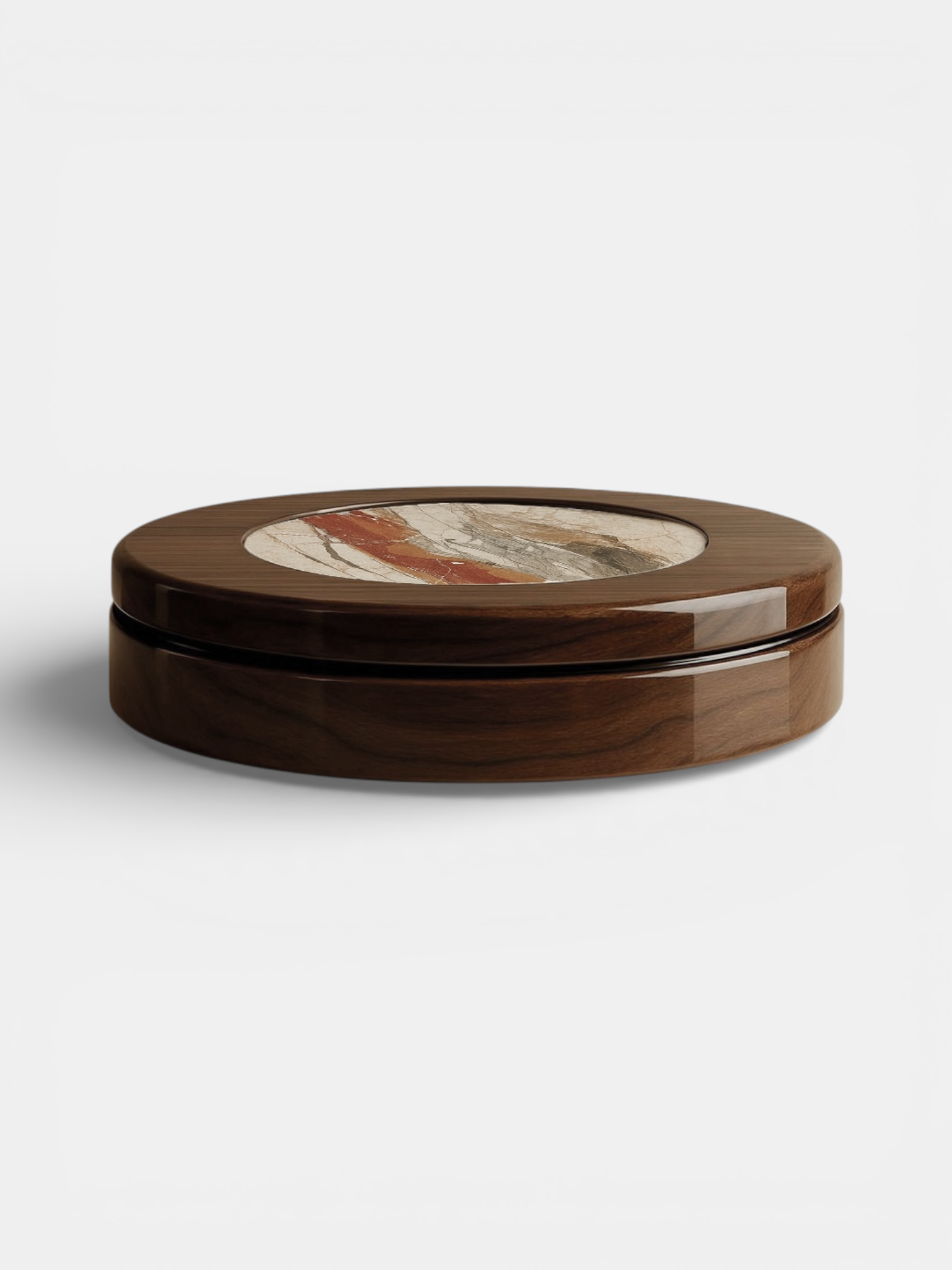Wood and Breccia Fantastique marble coffee table - luxury Italian furniture combining materials