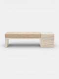 Meryl bench with ivory onyx marble base and mohair upholstery, luxury Italian furniture