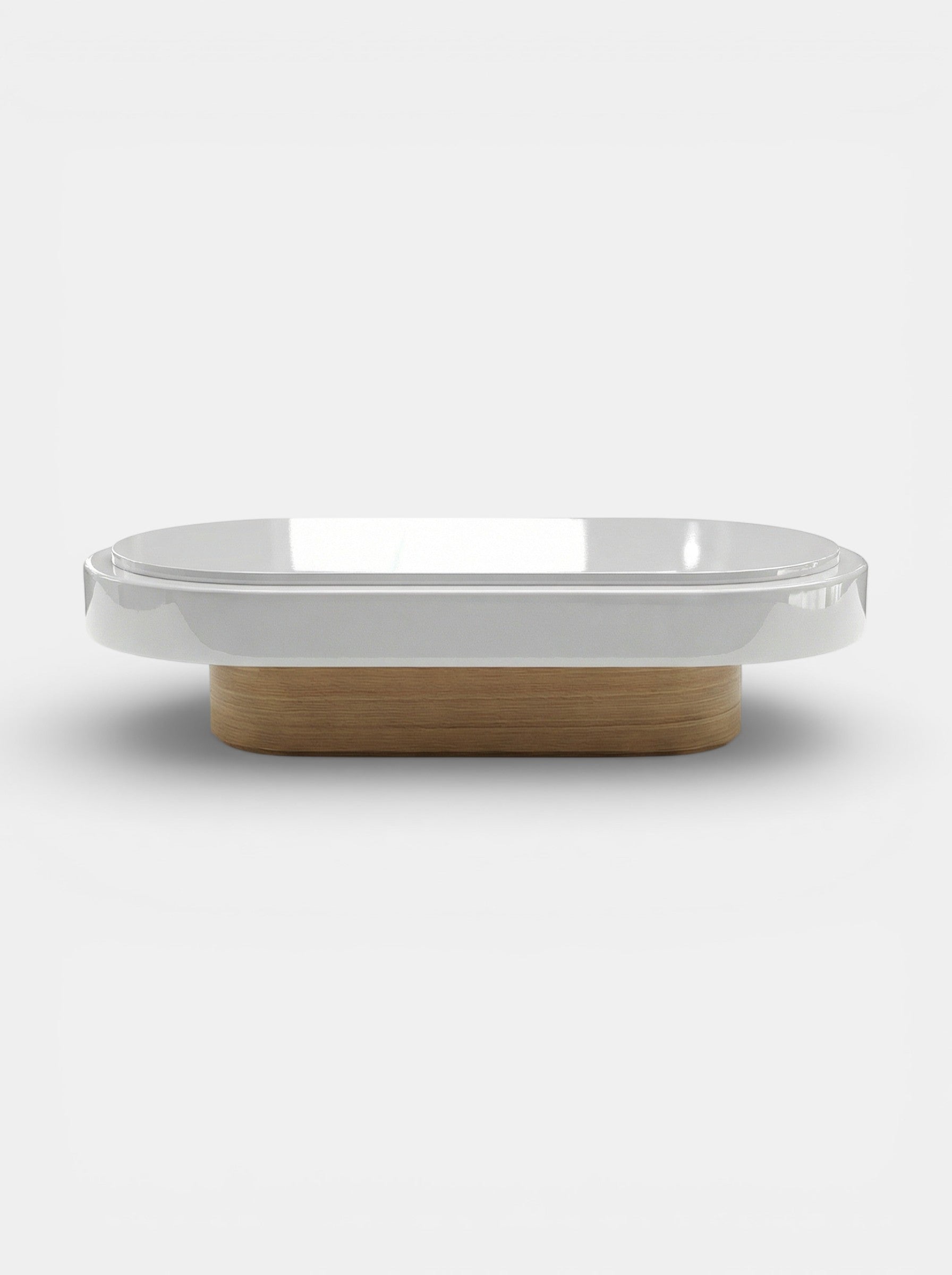Mirage oak and white wood coffee table, two-tone Italian luxury furniture design