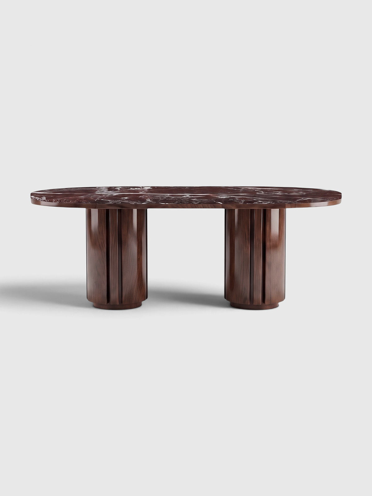 Mira Wood And Rosso Levanto Marble Dining Table