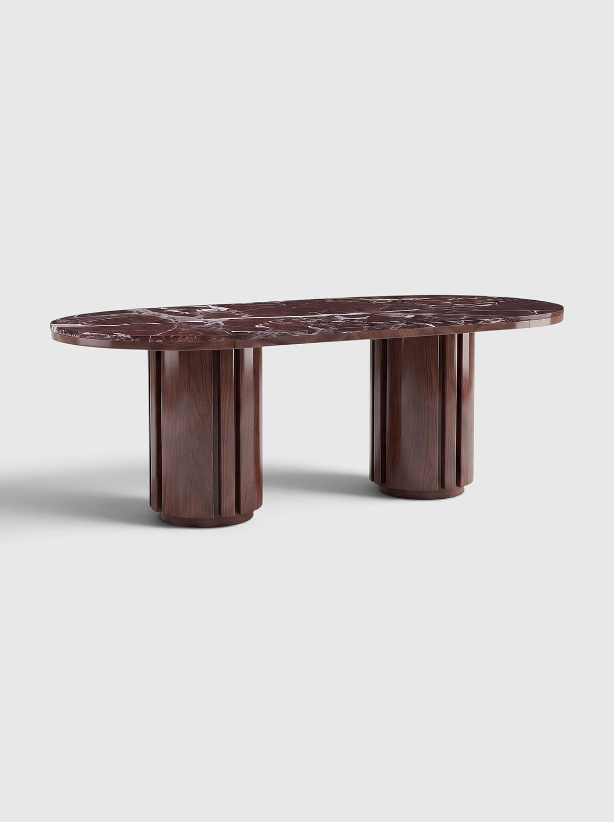 Mira Wood And Rosso Levanto Marble Dining Table